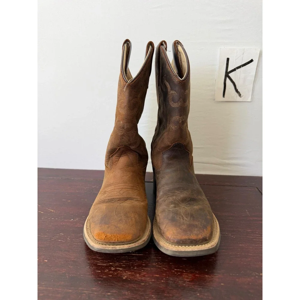 Durango Boots Western Cowboy Embroidered Brown Kids Size 1.0 D BBSC1904